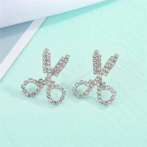 Whimsical Rhinestone Scissor Earrings